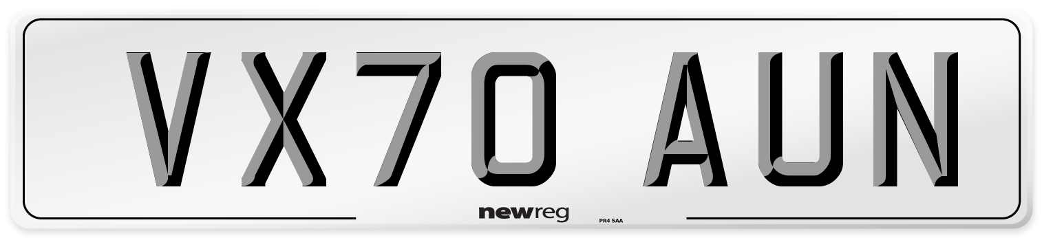 VX70 AUN Front Number Plate