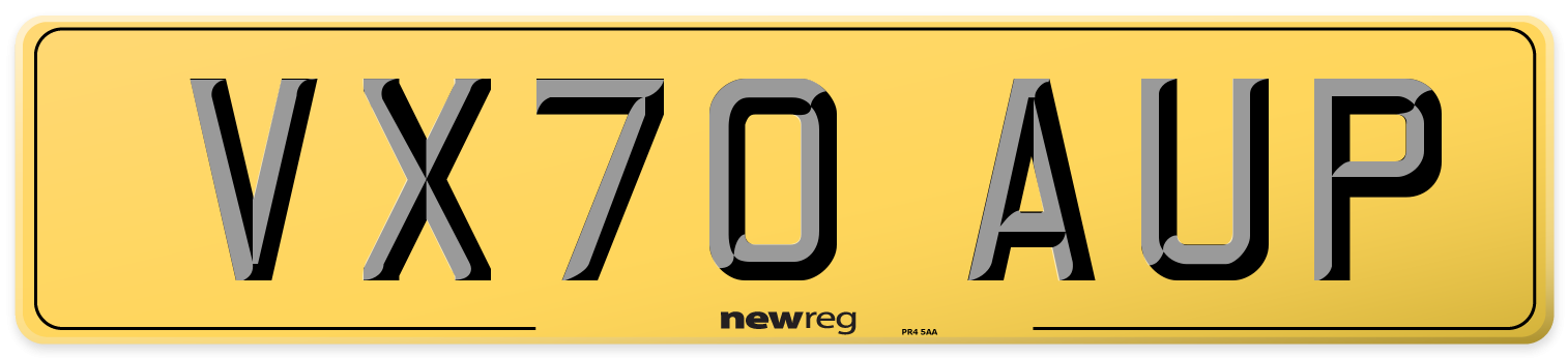 VX70 AUP Rear Number Plate