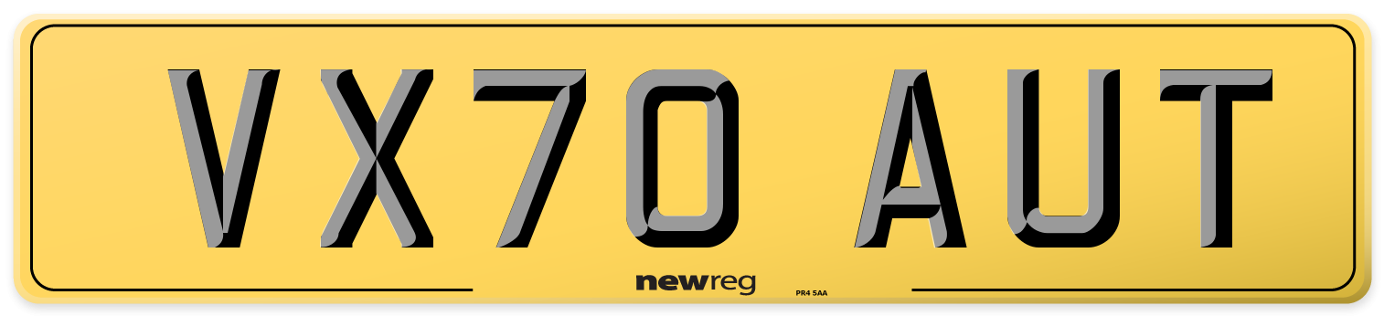 VX70 AUT Rear Number Plate