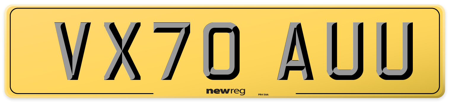 VX70 AUU Rear Number Plate