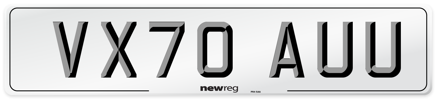 VX70 AUU Front Number Plate