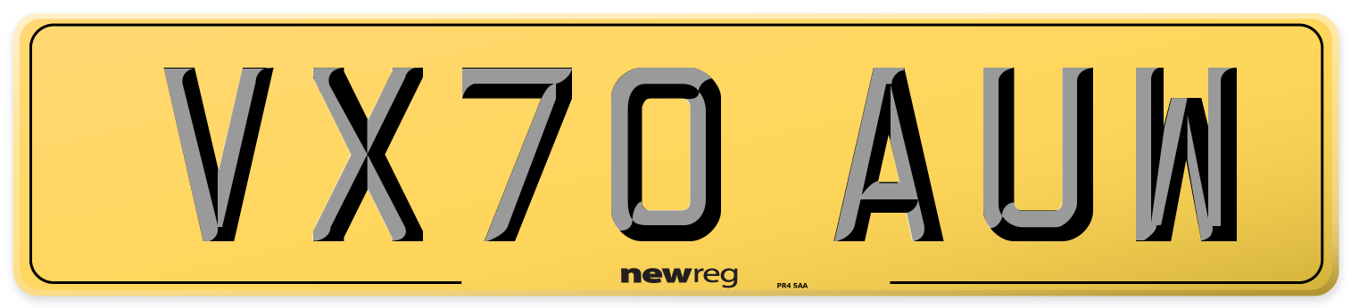 VX70 AUW Rear Number Plate