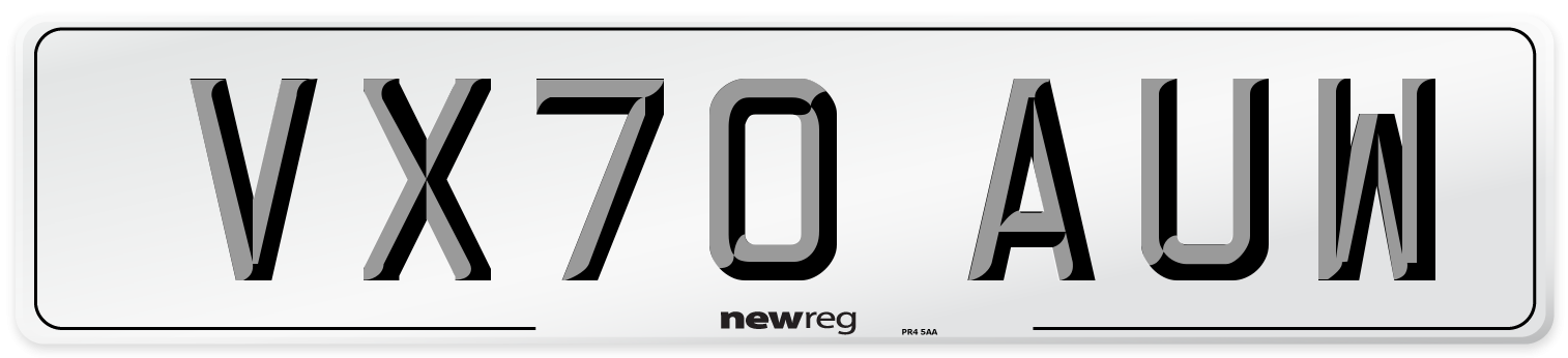 VX70 AUW Front Number Plate
