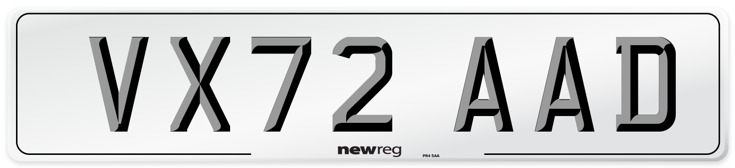 VX72 AAD Front Number Plate
