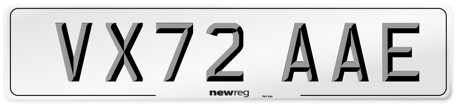 VX72 AAE Front Number Plate