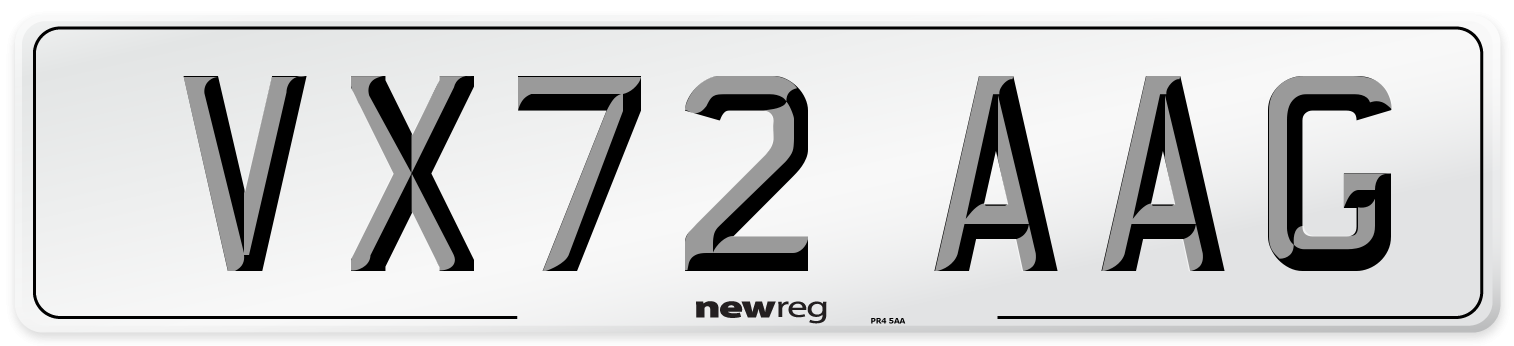 VX72 AAG Front Number Plate