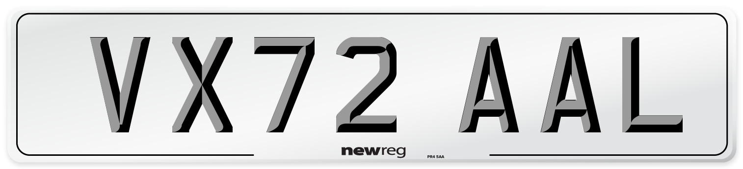 VX72 AAL Front Number Plate