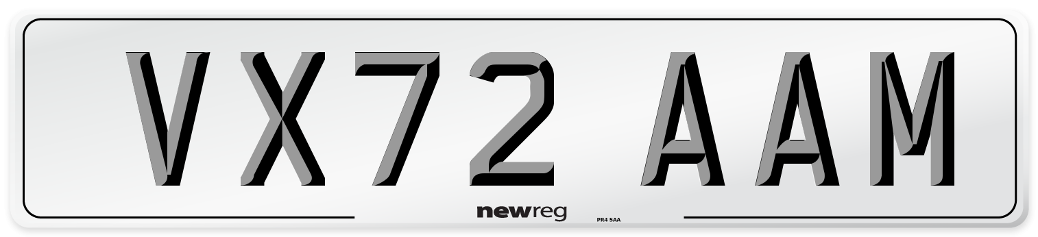 VX72 AAM Front Number Plate
