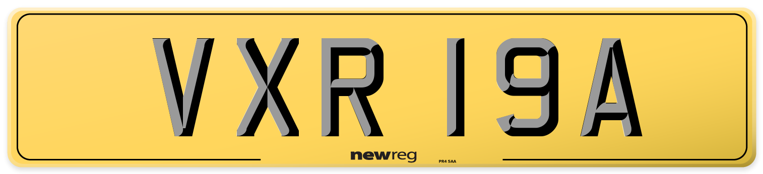 VXR 19A Rear Number Plate