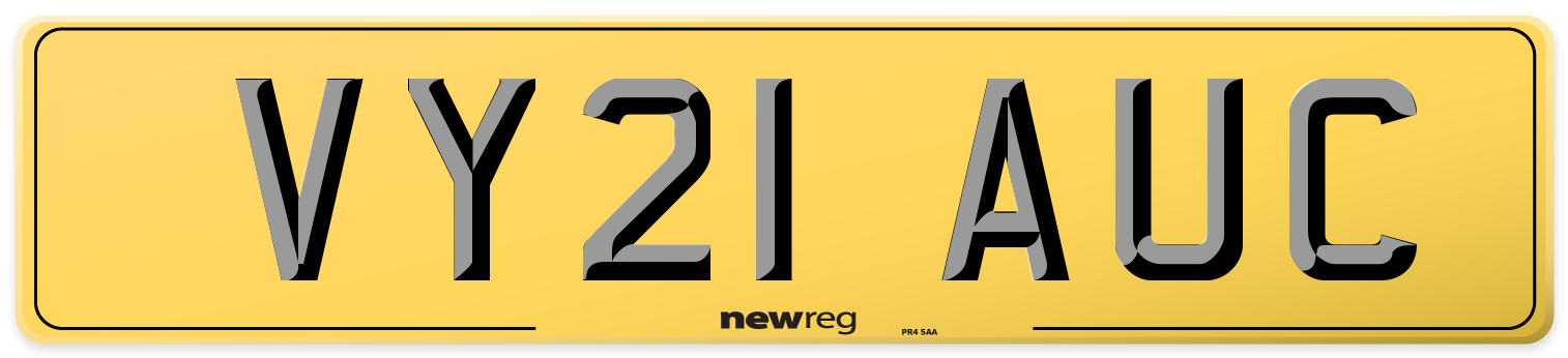 VY21 AUC Rear Number Plate