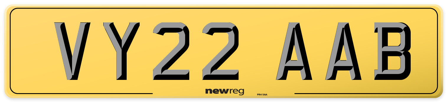 VY22 AAB Rear Number Plate