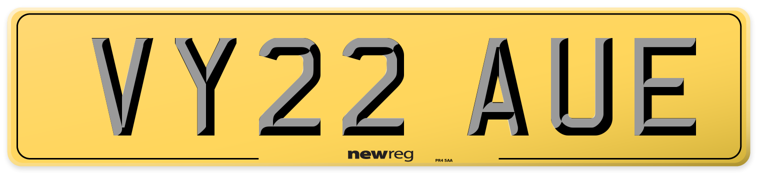 VY22 AUE Rear Number Plate