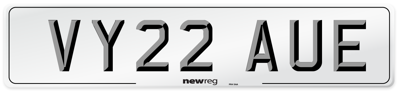 VY22 AUE Front Number Plate