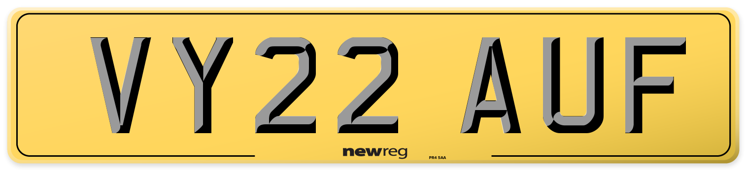 VY22 AUF Rear Number Plate