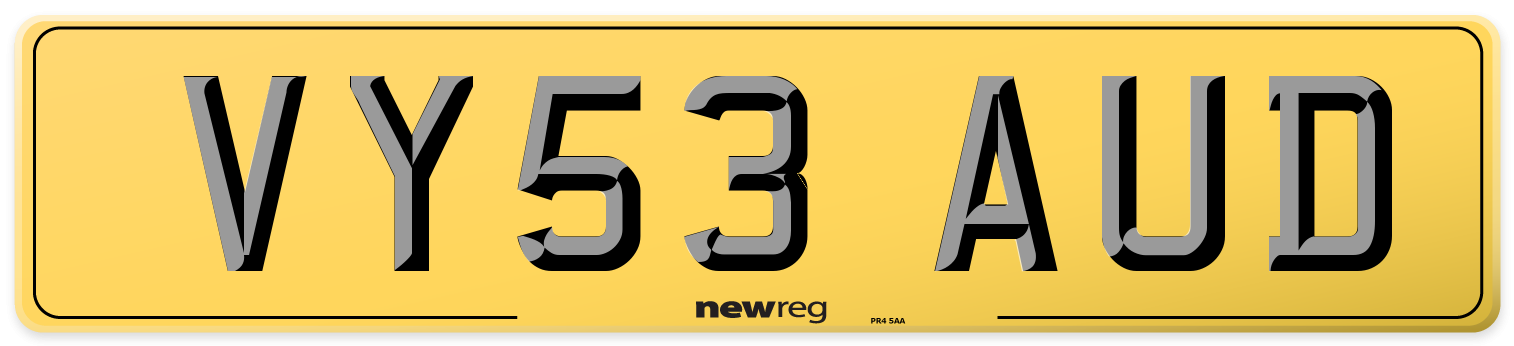 VY53 AUD Rear Number Plate