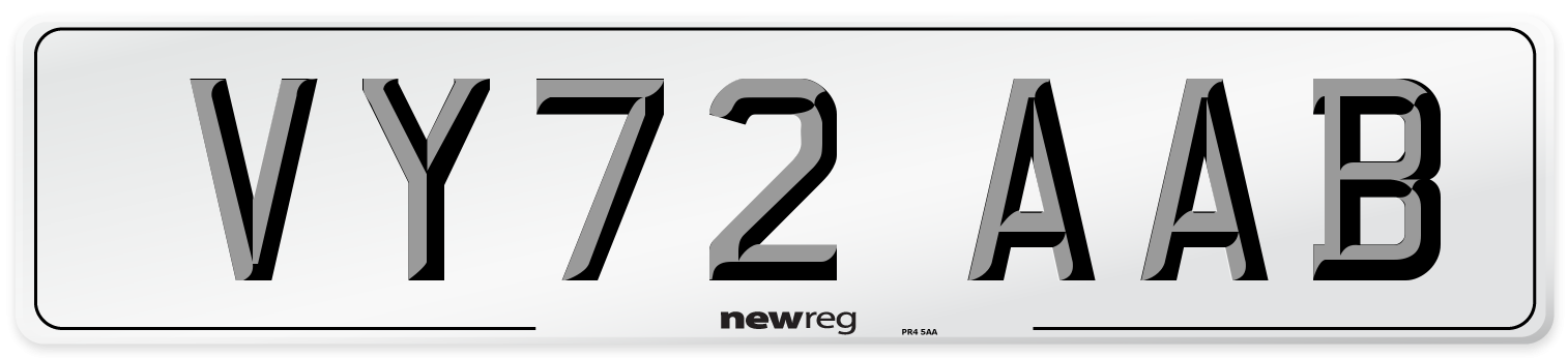 VY72 AAB Front Number Plate