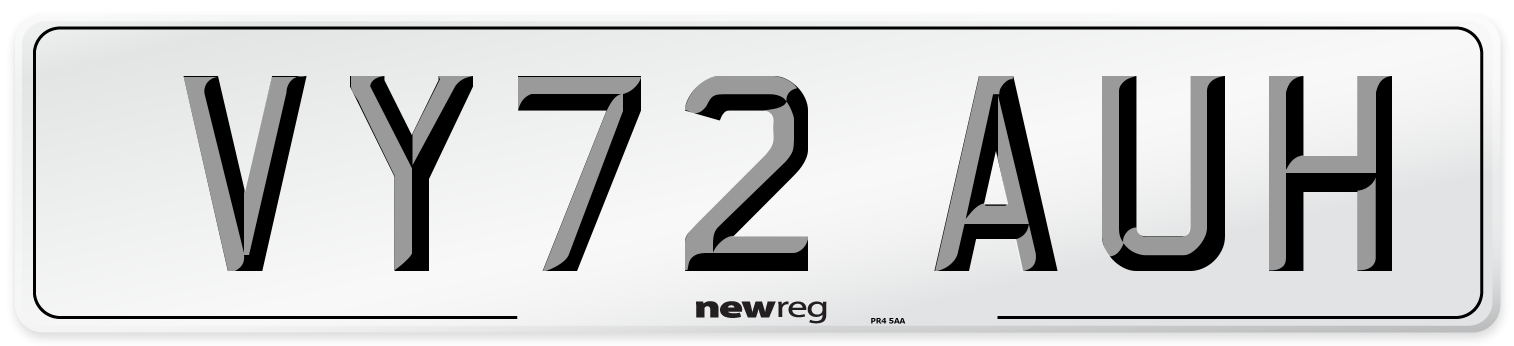 VY72 AUH Front Number Plate