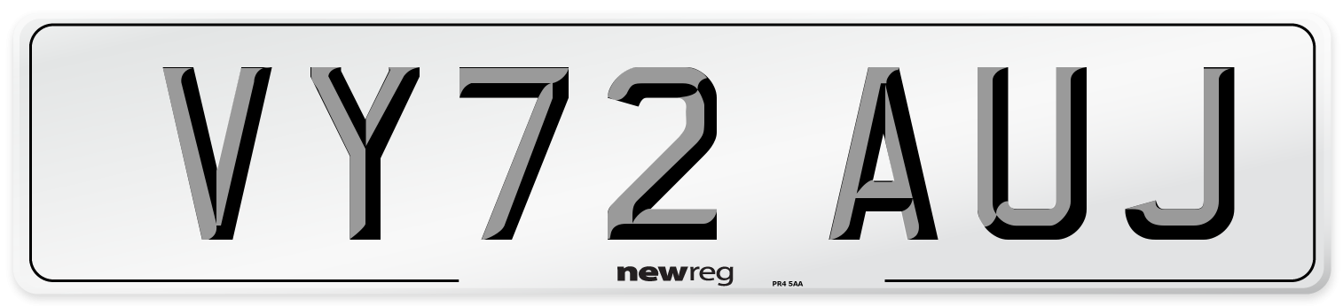 VY72 AUJ Front Number Plate
