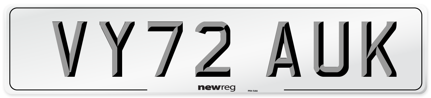 VY72 AUK Front Number Plate