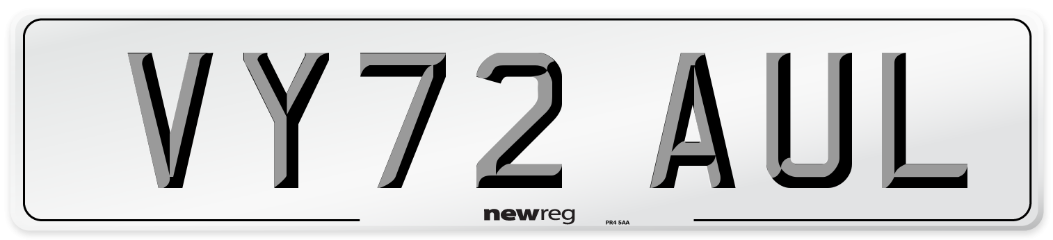 VY72 AUL Front Number Plate
