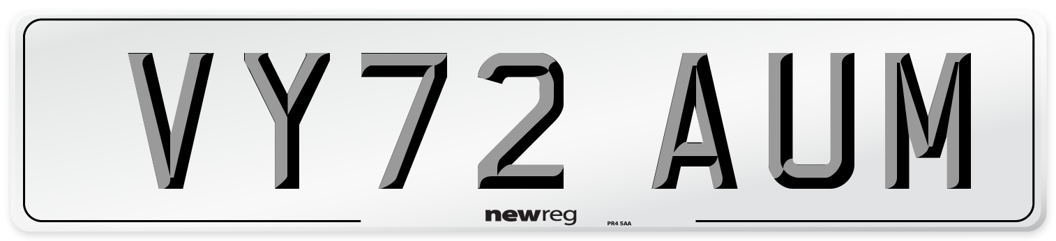 VY72 AUM Front Number Plate