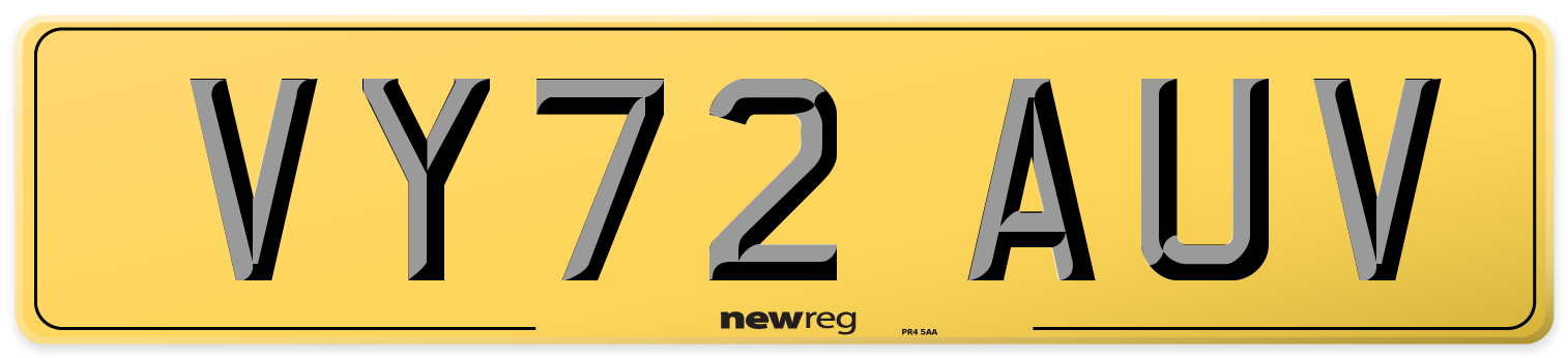 VY72 AUV Rear Number Plate