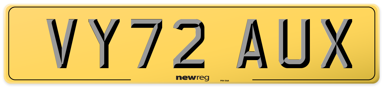 VY72 AUX Rear Number Plate