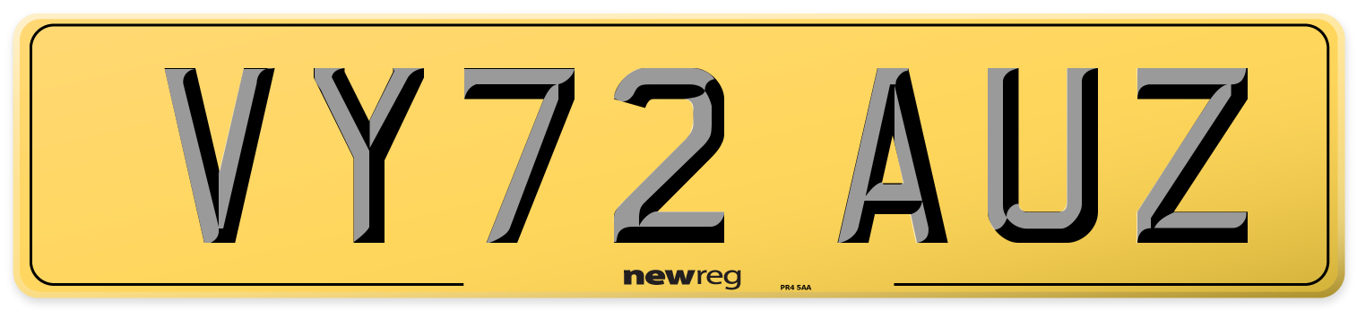 VY72 AUZ Rear Number Plate