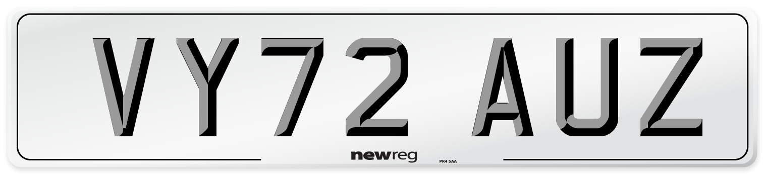 VY72 AUZ Front Number Plate