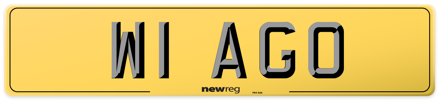 W1 AGO Rear Number Plate