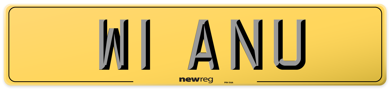 W1 ANU Rear Number Plate