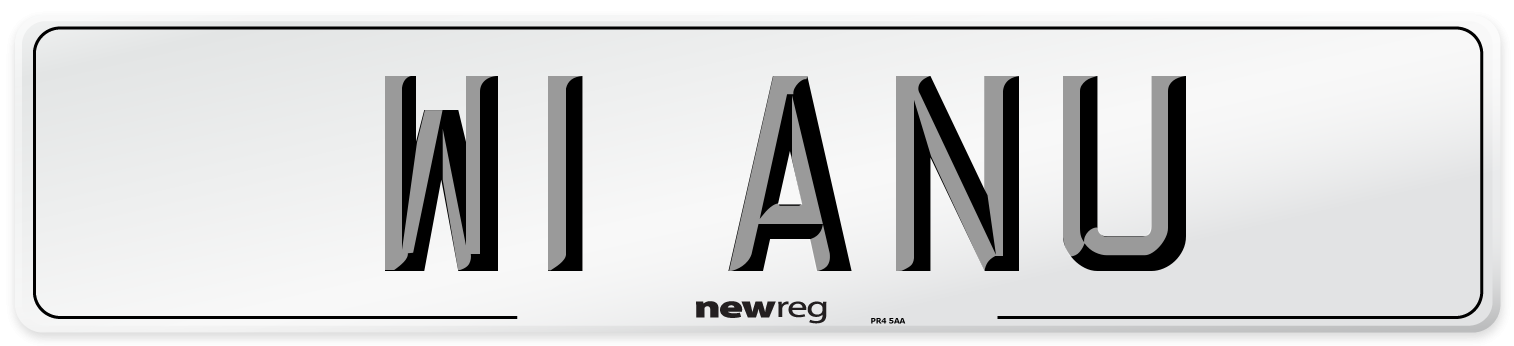 W1 ANU Front Number Plate