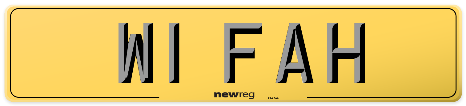 W1 FAH Rear Number Plate