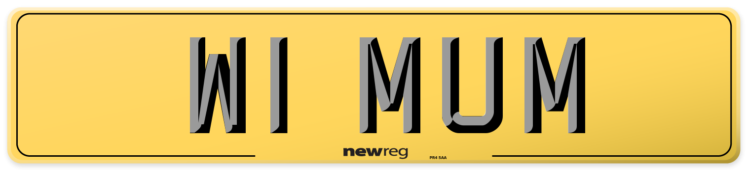 W1 MUM Rear Number Plate