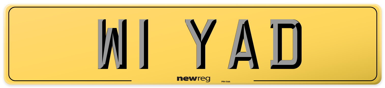W1 YAD Rear Number Plate