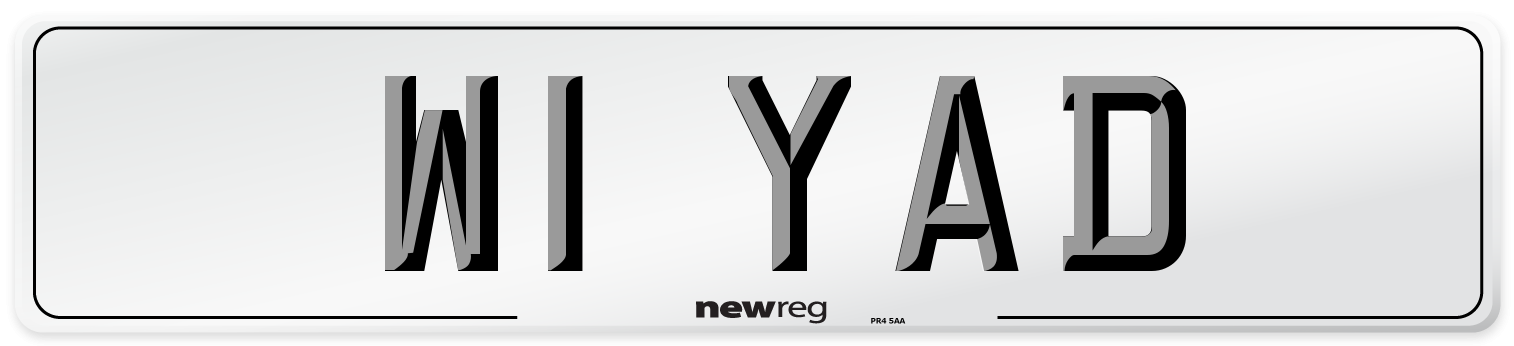 W1 YAD Front Number Plate