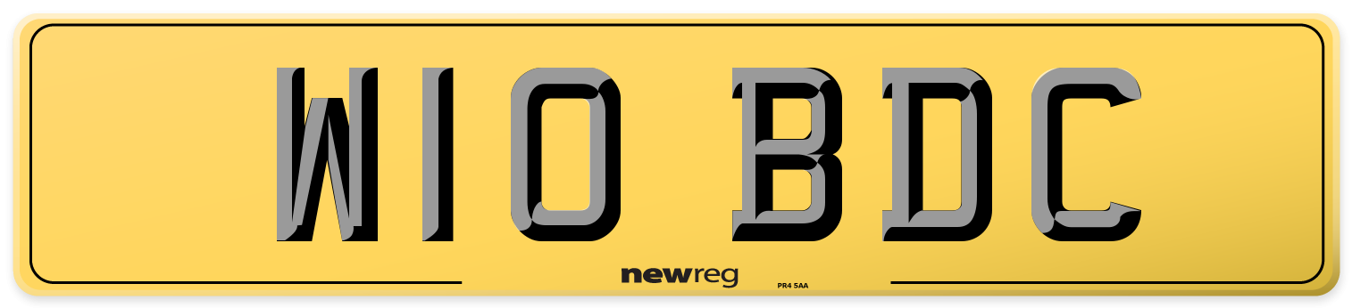 W10 BDC Rear Number Plate