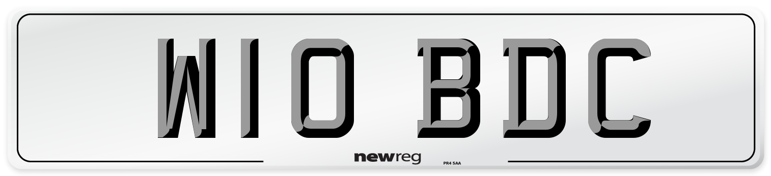 W10 BDC Front Number Plate
