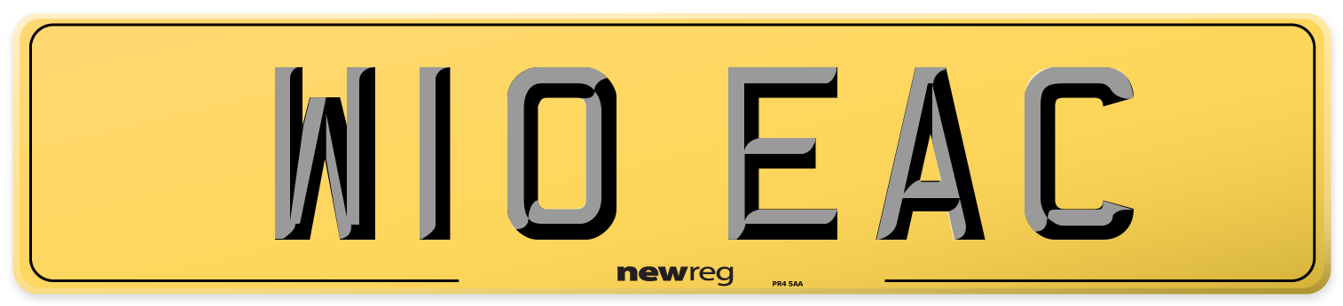 W10 EAC Rear Number Plate