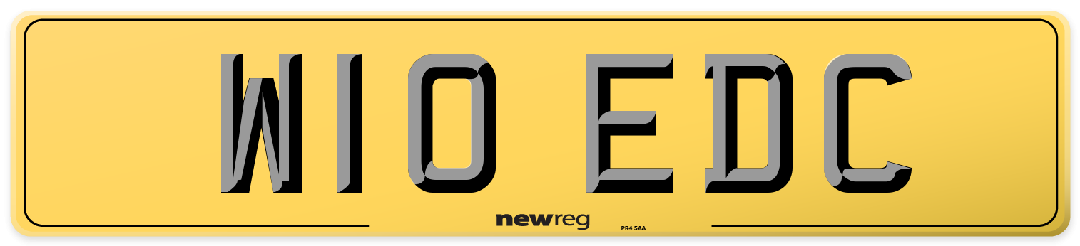 W10 EDC Rear Number Plate