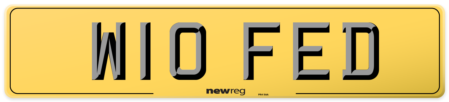 W10 FED Rear Number Plate