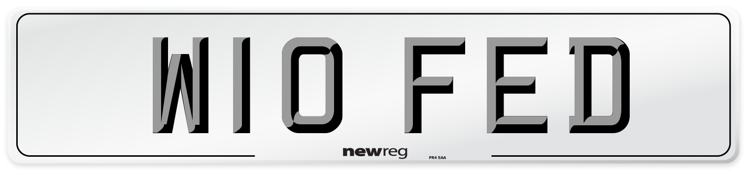 W10 FED Front Number Plate