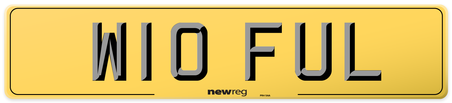 W10 FUL Rear Number Plate