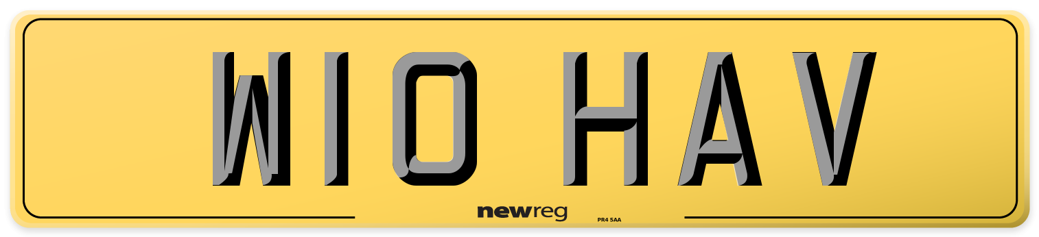 W10 HAV Rear Number Plate