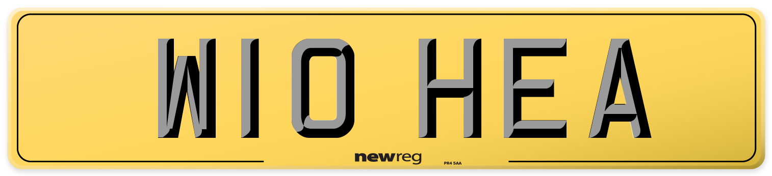 W10 HEA Rear Number Plate