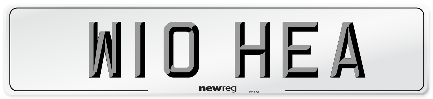 W10 HEA Front Number Plate