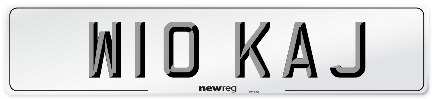 W10 KAJ Front Number Plate