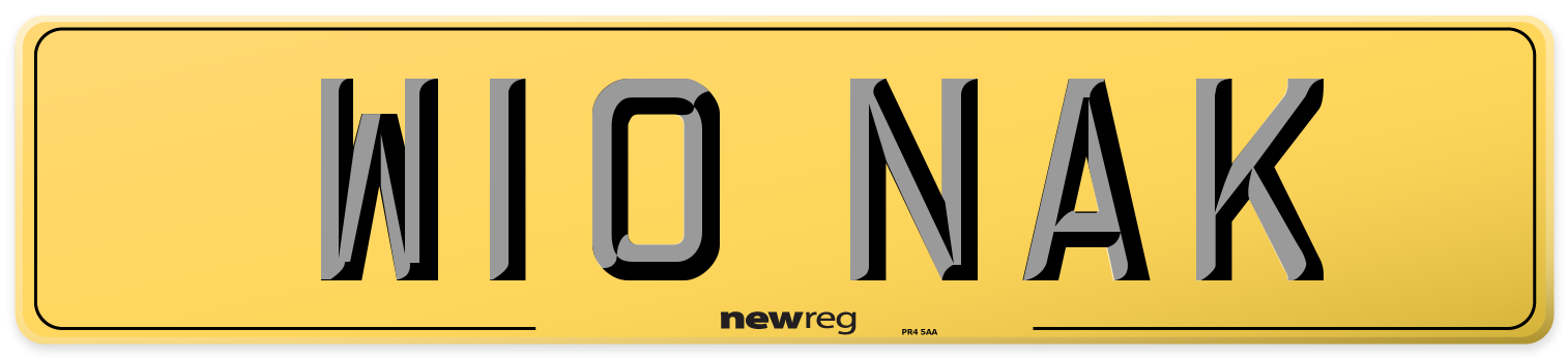 W10 NAK Rear Number Plate