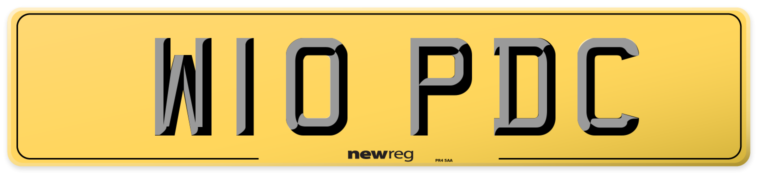 W10 PDC Rear Number Plate