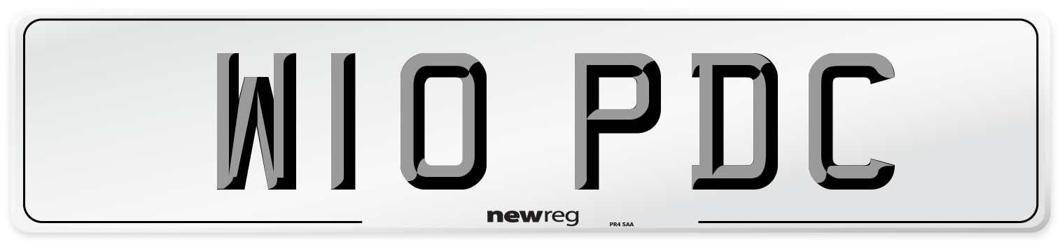 W10 PDC Front Number Plate